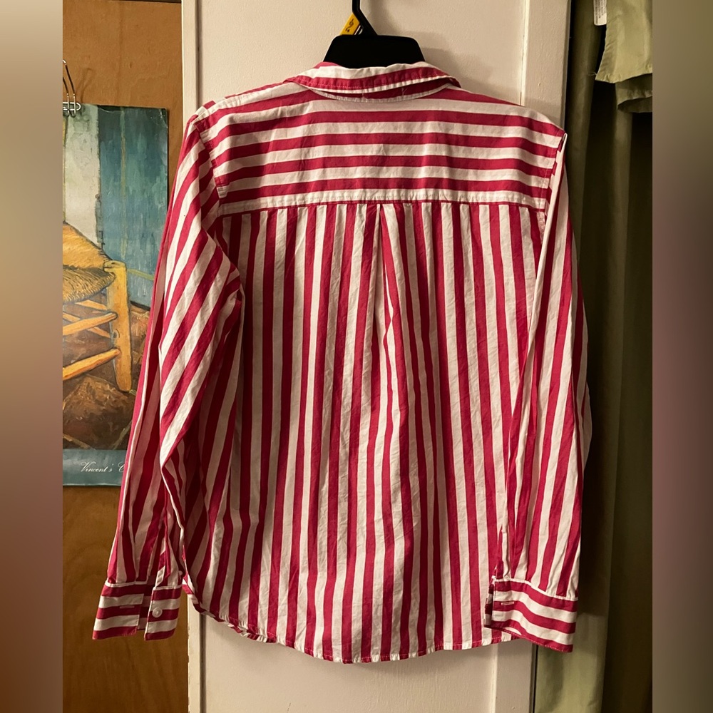 Maurices 4/$20 Pink Striped Cotton Shirt L - Picture 6 of 6